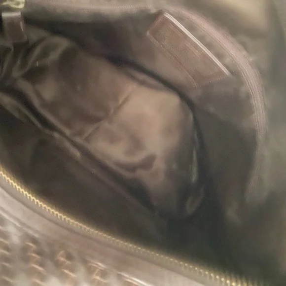 Coach Brown Woven Leather Kristin bag with Gold-tone Hardware - Picture 2 of 10
